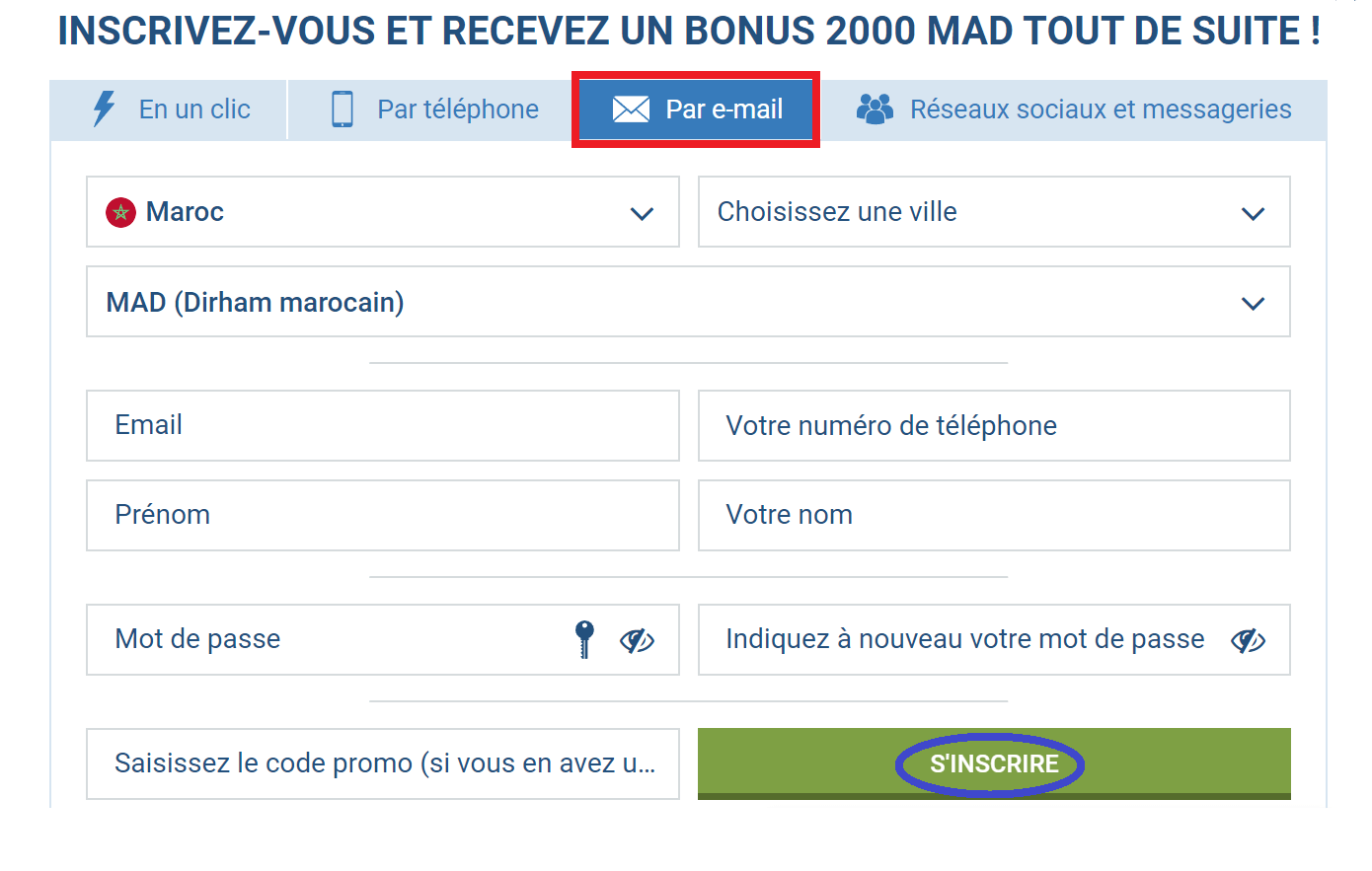 1xBet inscription en le numéro de téléphone 