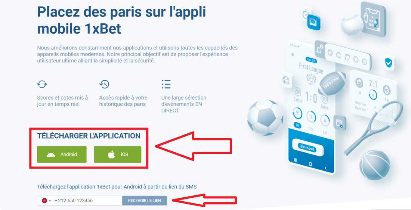 Version du site 1xBet mobile